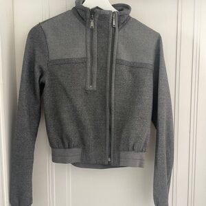 Elie Tahari Grey Zip Up Bomber Style Jacket